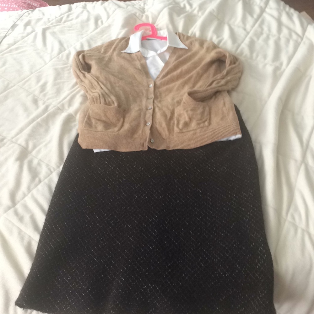 Brown wool tweed skirt